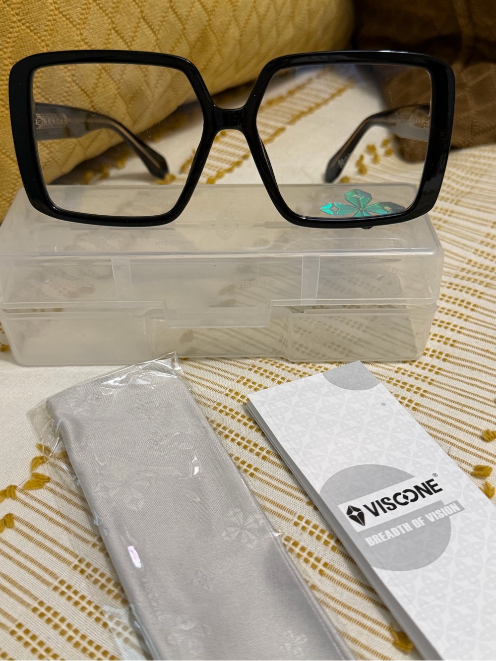 Viscone Black Oversized Square Women’s Blue filtering Eyeglasses (New)
